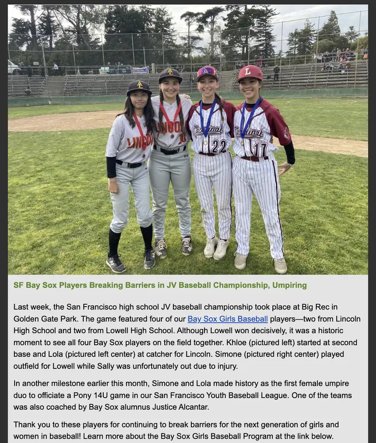 SF Bay Sox Breaking Barriers in JV Baseball Championshipm Umpiring